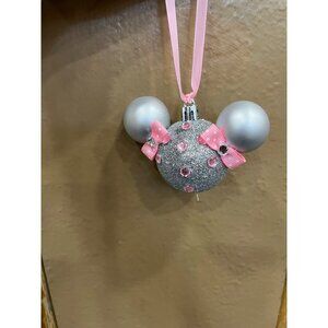 Minnie Mouse Silver and Pink Christmas Ornament